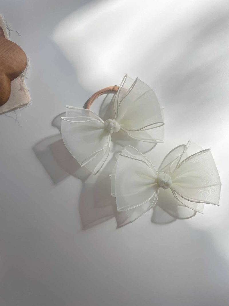 Belle Triple Organza Bow Headband_Cream