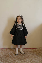 Fleur Noire Embroidered Dress