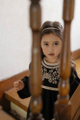 Fleur Noire Embroidered Dress