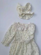 Pure Cream Cotton Romper & Hat Set _2 Colours