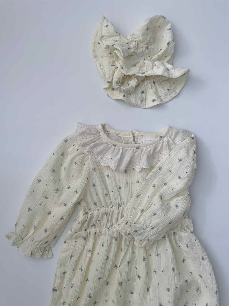 Pure Cream Cotton Romper & Hat Set _2 Colours