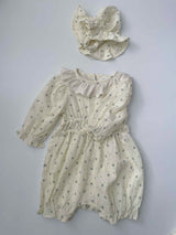 Pure Cream Cotton Romper & Hat Set _2 Colours