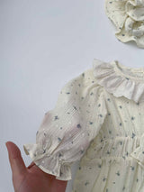 Pure Cream Cotton Romper & Hat Set _2 Colours