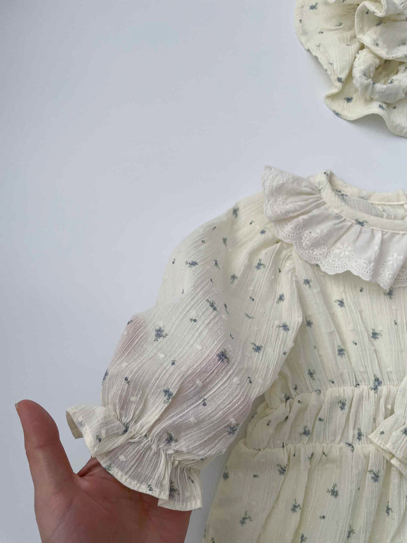 Pure Cream Cotton Romper & Hat Set _2 Colours
