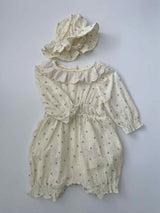 Pure Cream Cotton Romper & Hat Set _2 Colours