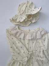 Pure Cream Cotton Romper & Hat Set _2 Colours
