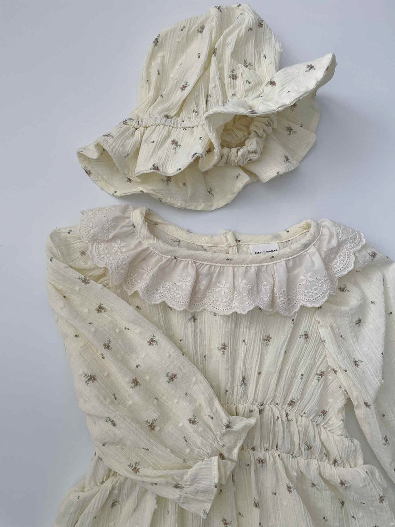 Pure Cream Cotton Romper & Hat Set _2 Colours