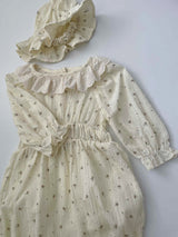 Pure Cream Cotton Romper & Hat Set _2 Colours