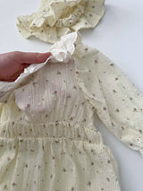 Pure Cream Cotton Romper & Hat Set _2 Colours