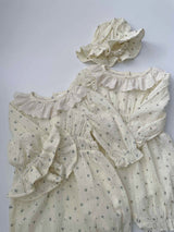 Pure Cream Cotton Romper & Hat Set _2 Colours