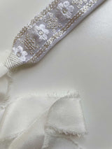 Premium embroidered silk tie back headband