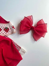 Belle Triple Organza Bow Clip _Red