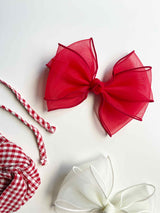 Belle Triple Organza Bow Clip _Red
