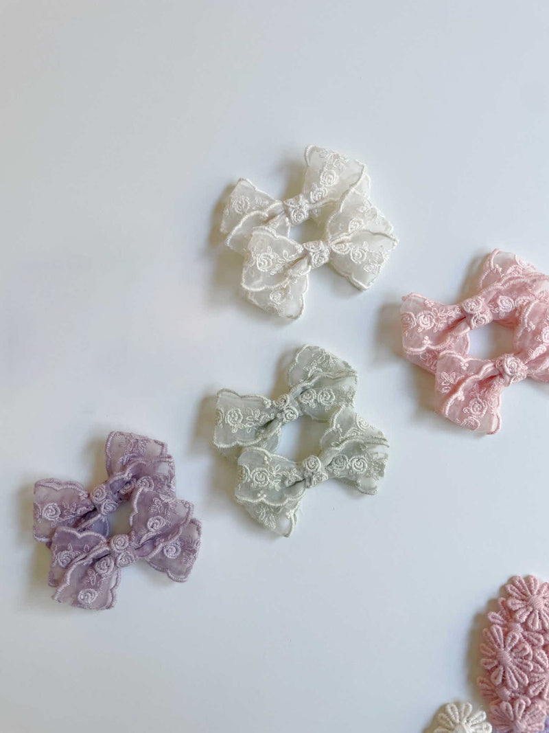 Rose Lace Bow Clip Sets