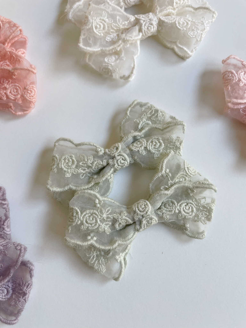 Rose Lace Bow Clip Sets