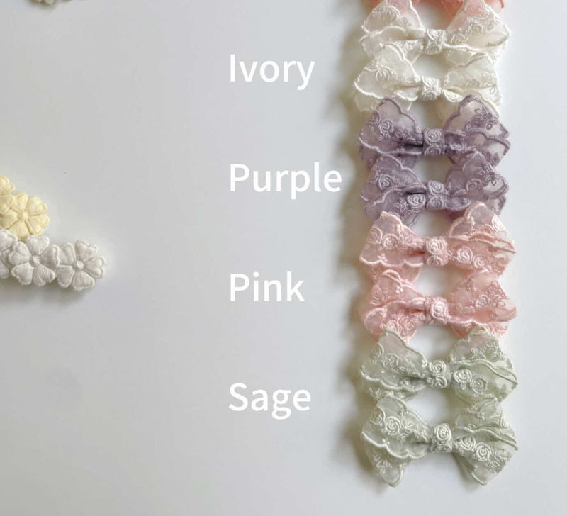 Rose Lace Bow Clip Sets