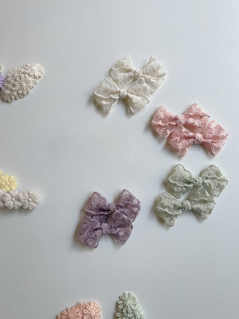 Rose Lace Bow Clip Sets