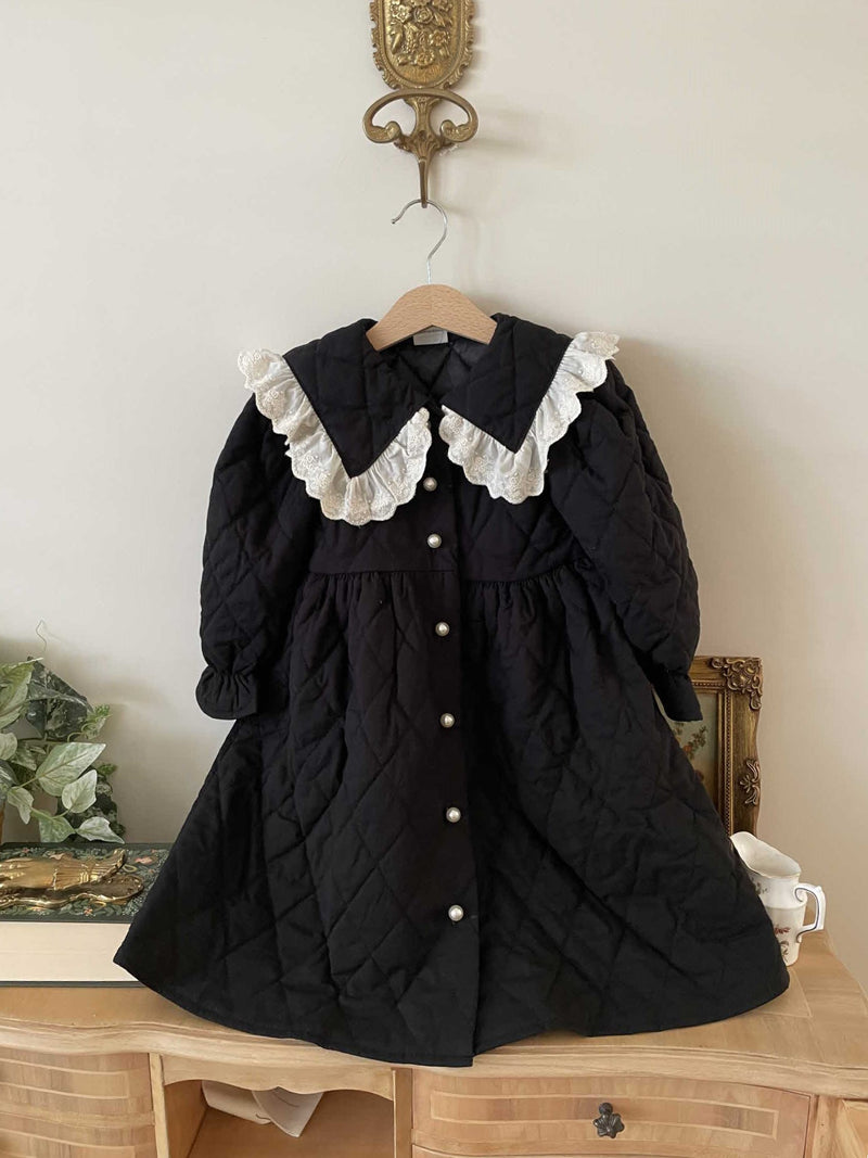 Black Quilted Dress Coat