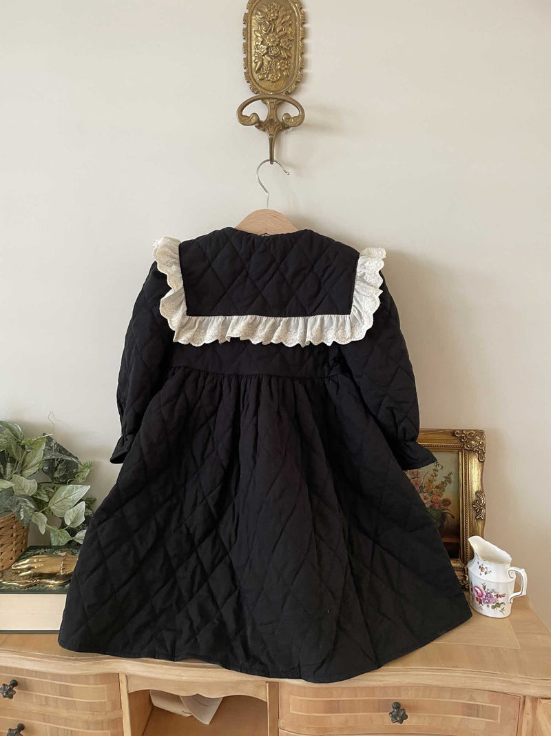 Black Quilted Dress Coat