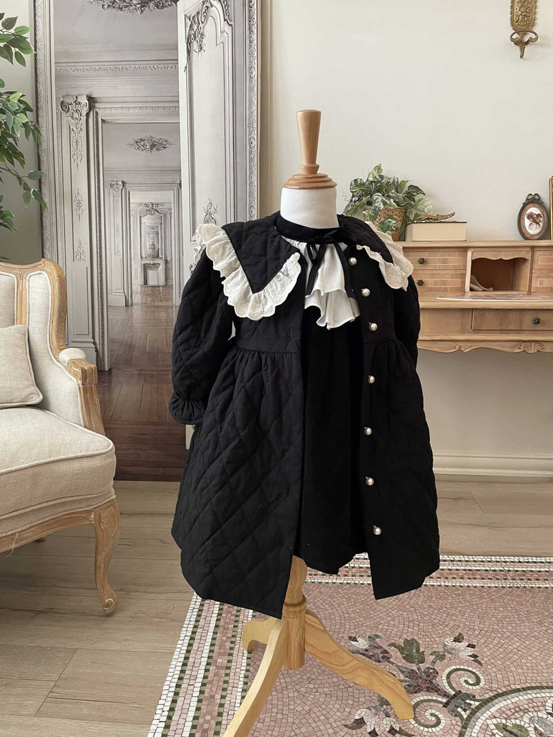 Black Quilted Dress Coat