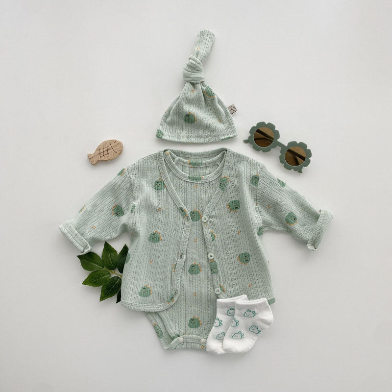 Last Stock Sale_Candy Cardigan Romper Set Green