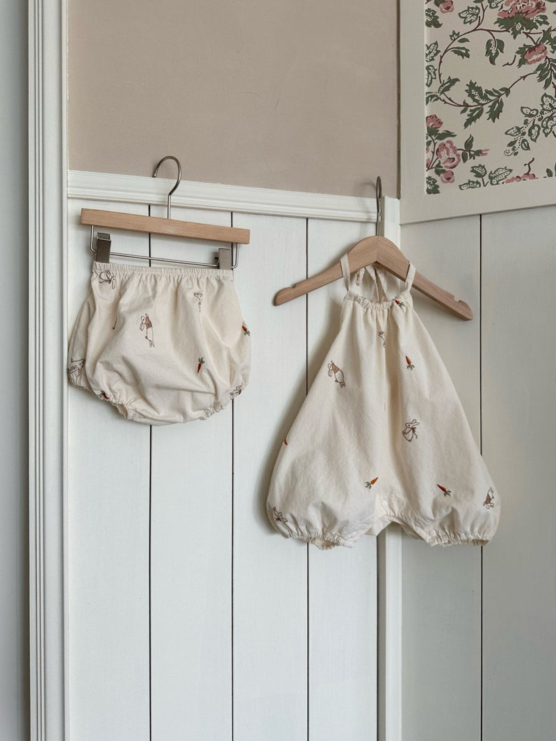Embroidered Rabbit Baby Overalls