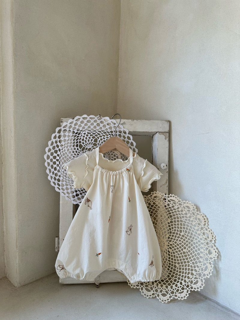 Embroidered Rabbit Baby Overalls