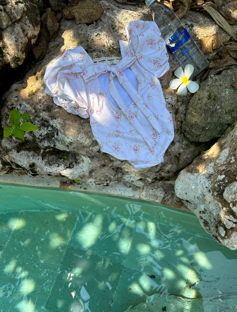 Flower Swimsuit & Bonnet Set