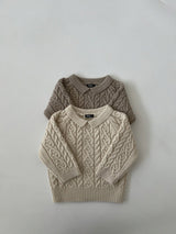 Tweed Knit Collar T _Mocha Brown
