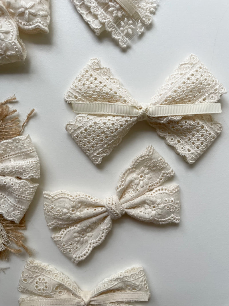 Cotton Lace Bow Clips_4 Types